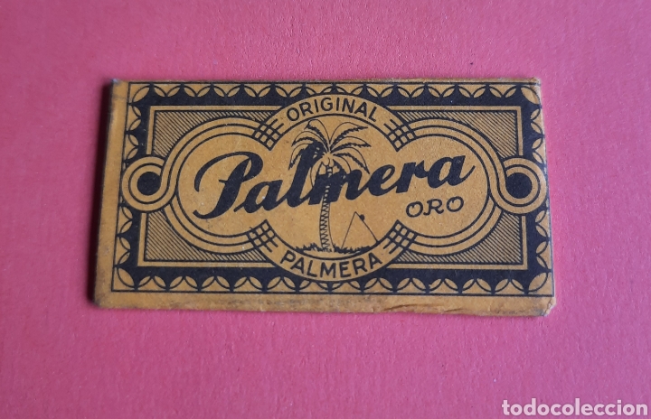 Antig&uuml;edades: Hoja de afeitar Palmera Oro, con papel protector impreso - Foto 1