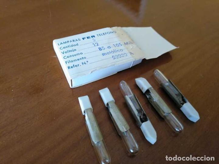 Antig&uuml;edades: CAJA CON 5 LAMPARAS FER TELEFONO - Foto 5