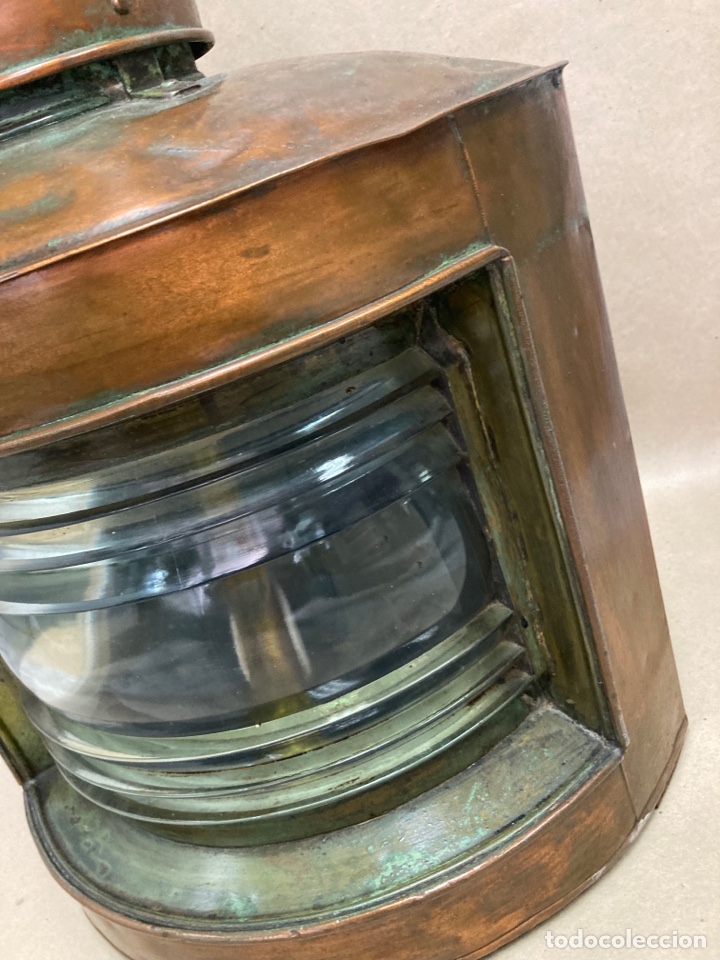 Antig&uuml;edades: Farol para barco, en cobre, firmado - Foto 4