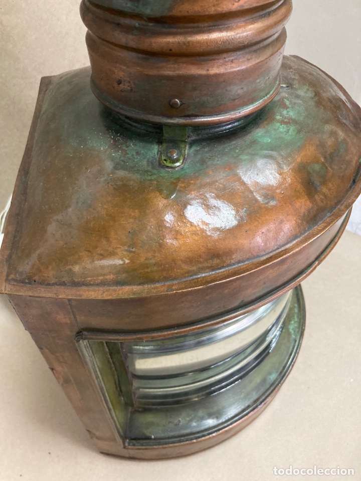 Antig&uuml;edades: Farol para barco, en cobre, firmado - Foto 8