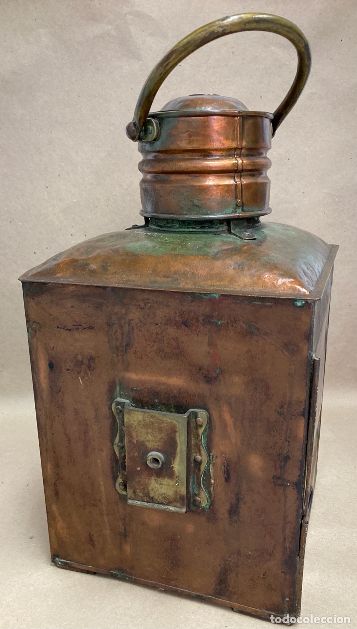 Antig&uuml;edades: Farol para barco, en cobre, firmado - Foto 9