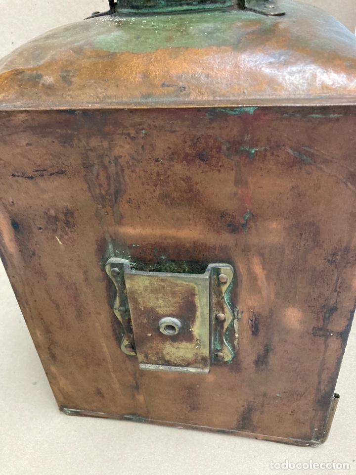 Antig&uuml;edades: Farol para barco, en cobre, firmado - Foto 14