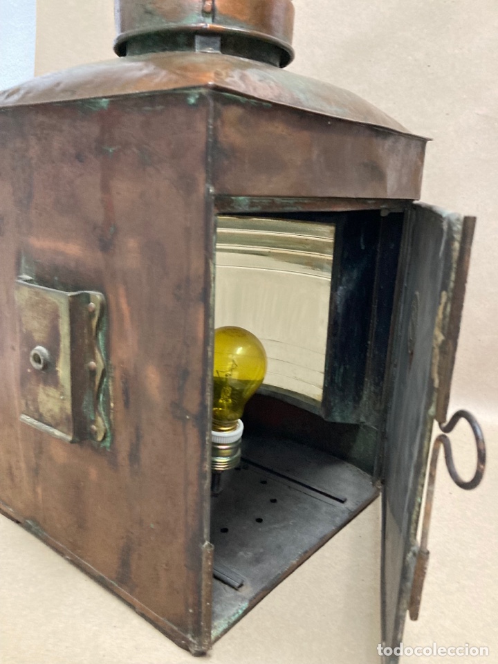 Antig&uuml;edades: Farol para barco, en cobre, firmado - Foto 17