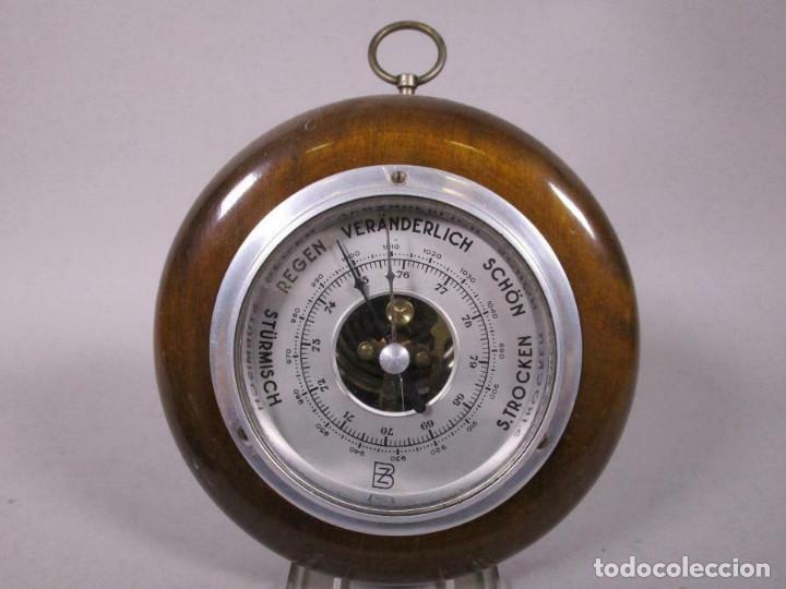 Antig&uuml;edades: BAROMETRO ANEROIDE DE PRECISI&Oacute;N roble macizo aprox. 13 cm - Foto 1