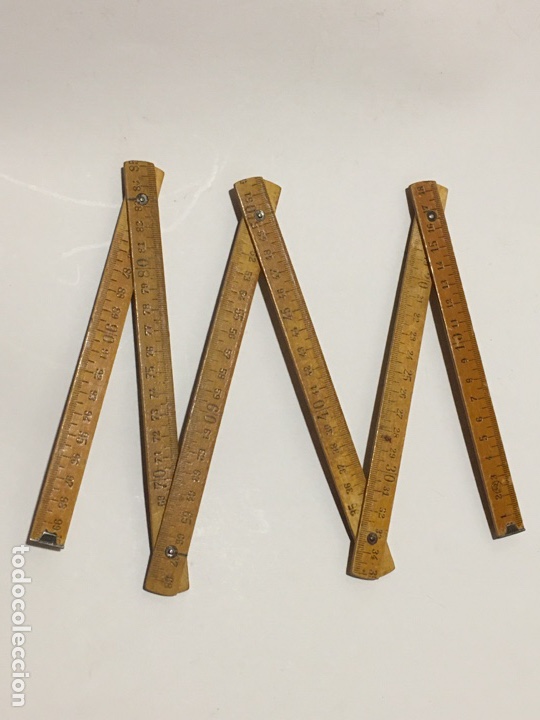 Antig&uuml;edades: ANTIGUO METRO DE MADERA PLEGABLE DE CARPINTERO - CON MARCA DE CIERVO - Foto 4