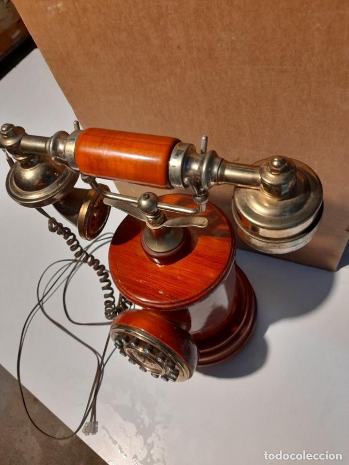 Antig&uuml;edades: TELEFONO VINTAGE DE MADERA Y METAL - Foto 6
