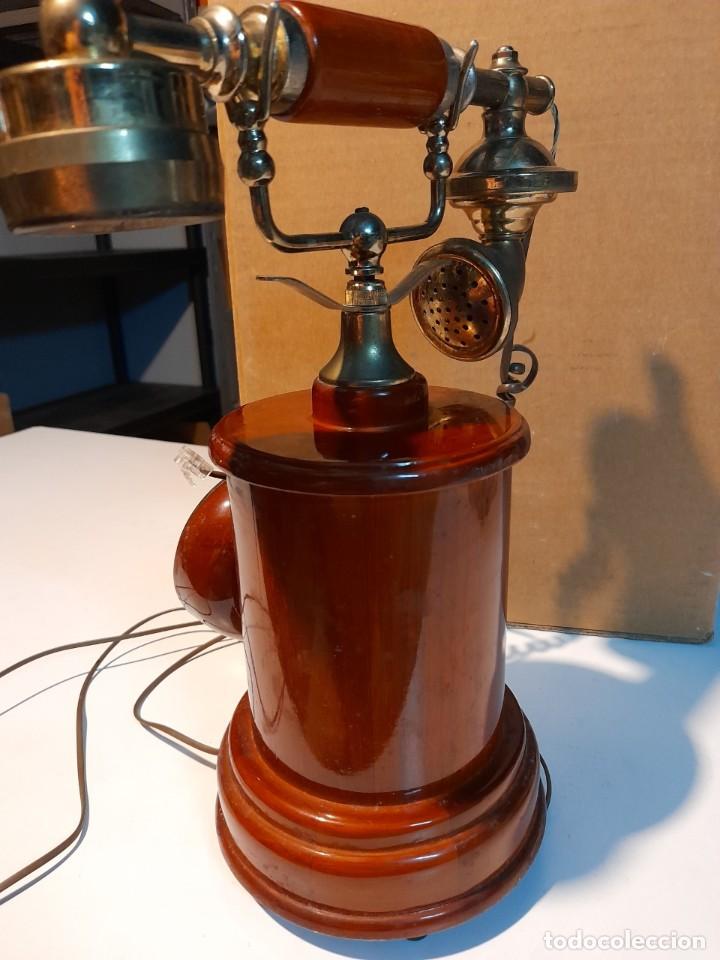 Antig&uuml;edades: TELEFONO VINTAGE DE MADERA Y METAL - Foto 7