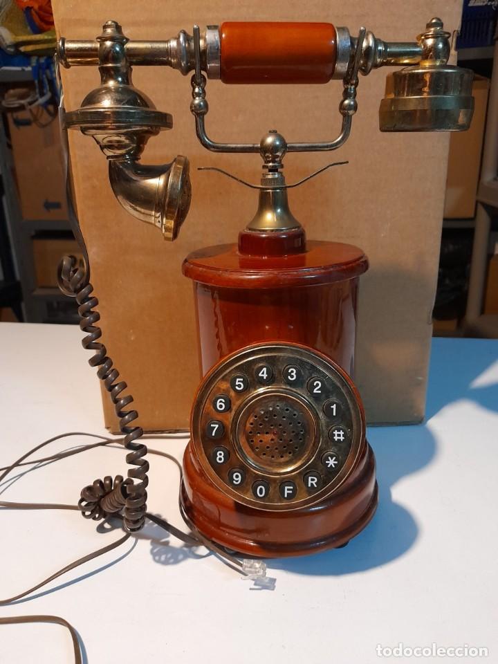 Antig&uuml;edades: TELEFONO VINTAGE DE MADERA Y METAL - Foto 8