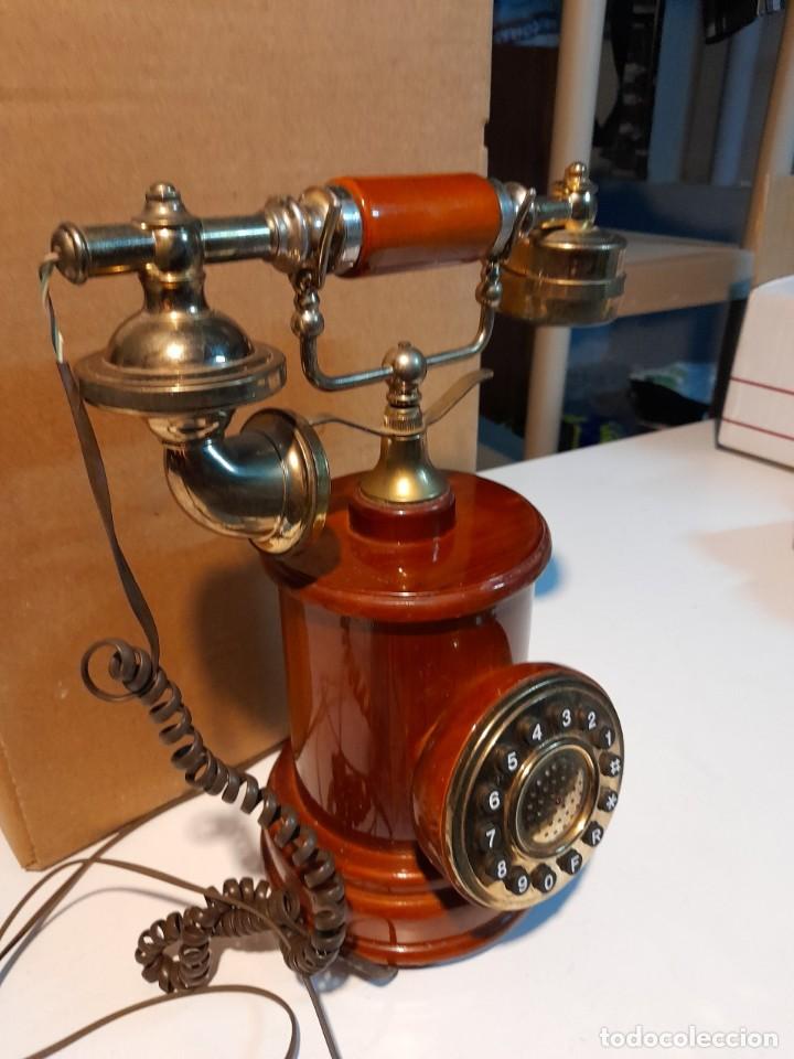 Antig&uuml;edades: TELEFONO VINTAGE DE MADERA Y METAL - Foto 9