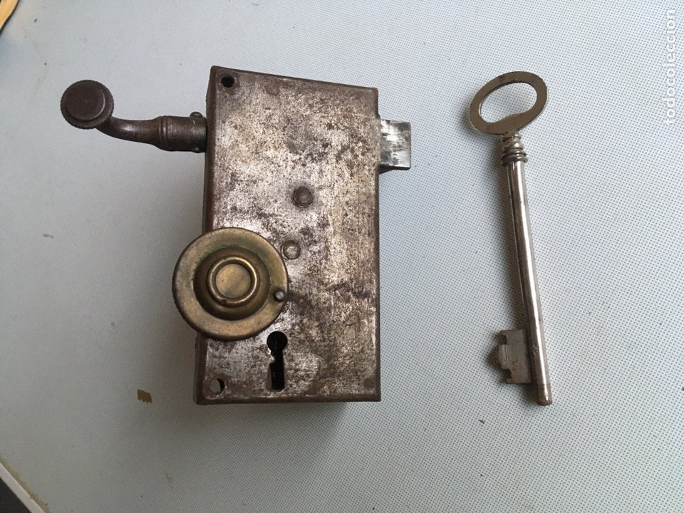 antigua cerradura de puerta, sin llave, con pal - Compra venta en  todocoleccion
