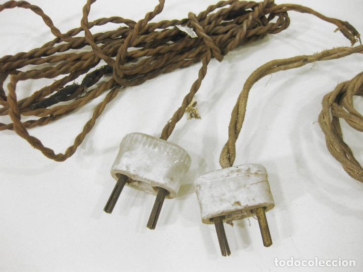 Antig&uuml;edades: PAREJA DE CABLES CON ENCHUFE DE CER&Aacute;MICA - Foto 2