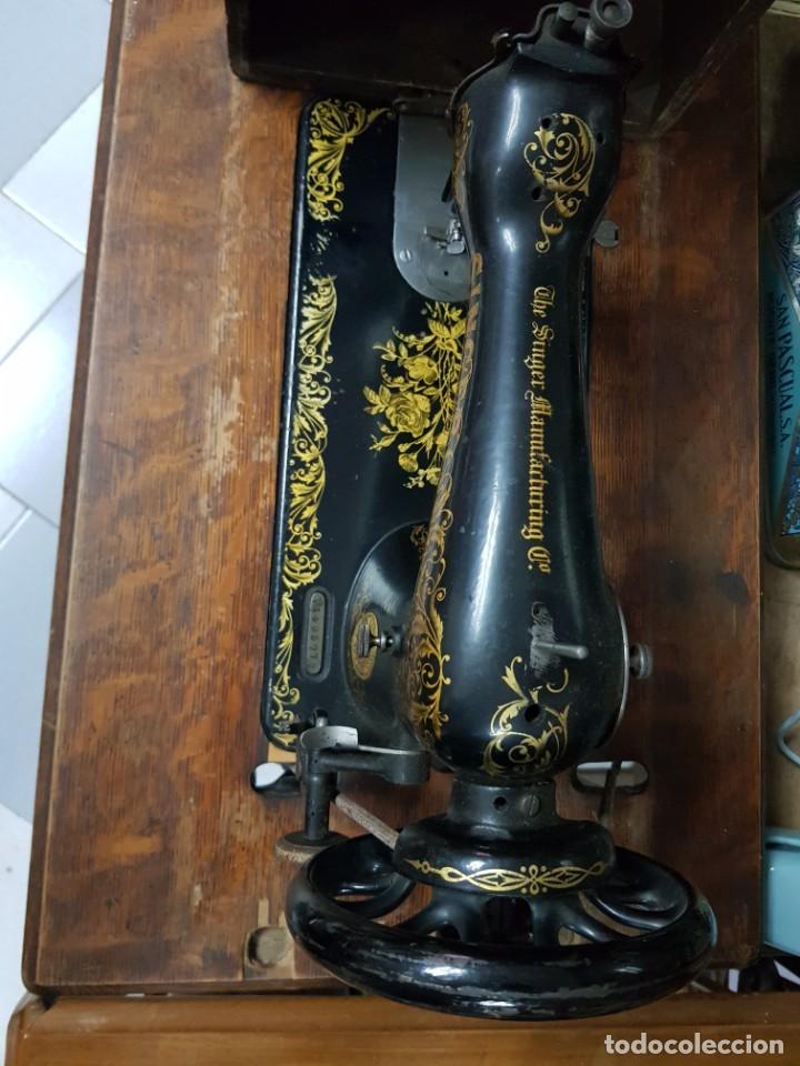 Antig&uuml;edades: MUY ANTIGUA MAQUINA DE COSER MARCA SINGER TAPA RECTANGULAR - Foto 5