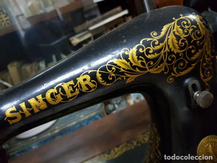 Antig&uuml;edades: MUY ANTIGUA MAQUINA DE COSER MARCA SINGER TAPA RECTANGULAR - Foto 11