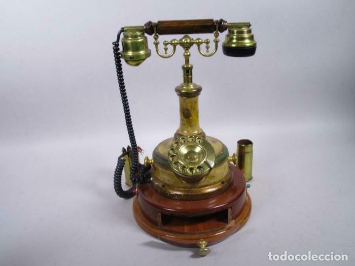 Antigüedades: IMPRESIONANTE ENORME MUSEO 40 cm RARO TELEFONO NAUTICO CON ESCRIBANIA CAJON TINTEROS POLIVALENTE - Foto 3 - 289921193