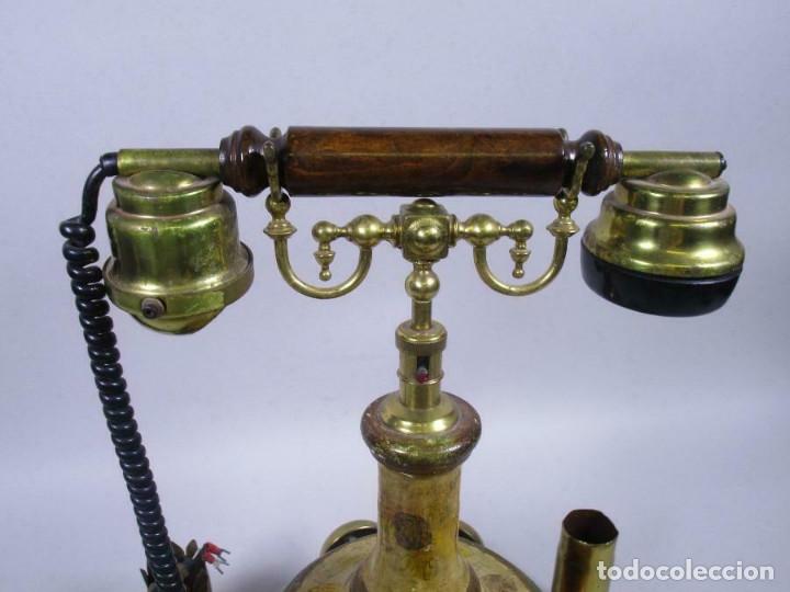 Antigüedades: IMPRESIONANTE ENORME MUSEO 40 cm RARO TELEFONO NAUTICO CON ESCRIBANIA CAJON TINTEROS POLIVALENTE - Foto 6 - 289921193