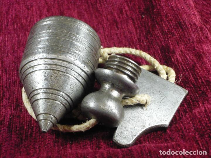 Antig&uuml;edades: Plomada construcci&oacute;n hierro. Con nuez. Plumb bob iron construction. With nut. - Foto 6