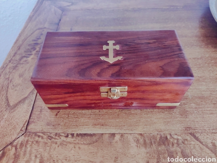 Antigüedades: Antigua caja con su catalejo Lupa y brújula - Foto 5 - 294278658