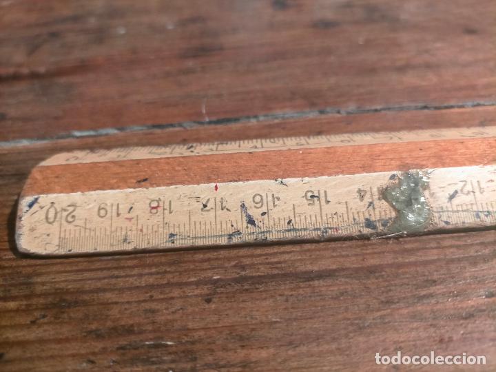 Antig&uuml;edades: Regla metro de madera de colegio 20cm - Foto 3
