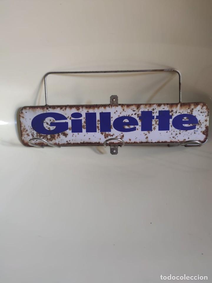 Antig&uuml;edades: GILLETTE EXPOSITOR METAL ESMALTADO A&Ntilde;OS 70 - Foto 1