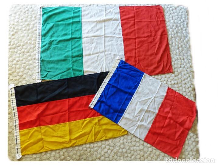 Antiques: TRES BANDERAS N&Aacute;UTICAS DE PABELL&Oacute;N O CORTES&Iacute;A. ALEMANIA, FRANCIA E ITALIA