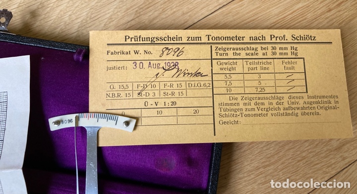 Antig&uuml;edades: Tonometro PROFESOR SCHIOETZ&rsquo;S , 30s - Foto 9