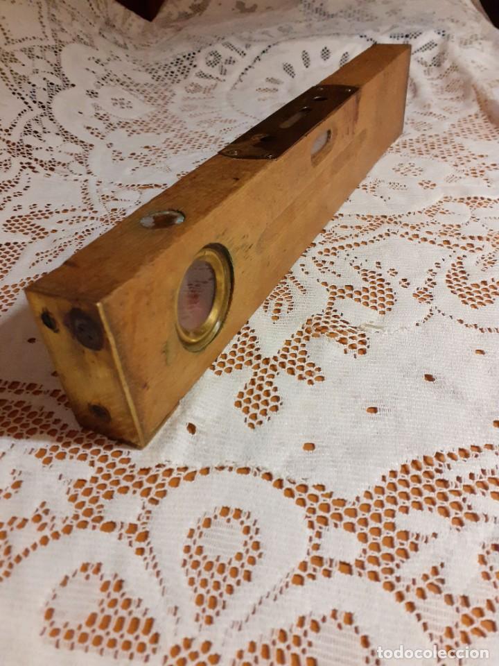 Antig&uuml;edades: NIVEL ANTIGUO DE BURBUJA, MADERA Y LAT&Oacute;N - Foto 1