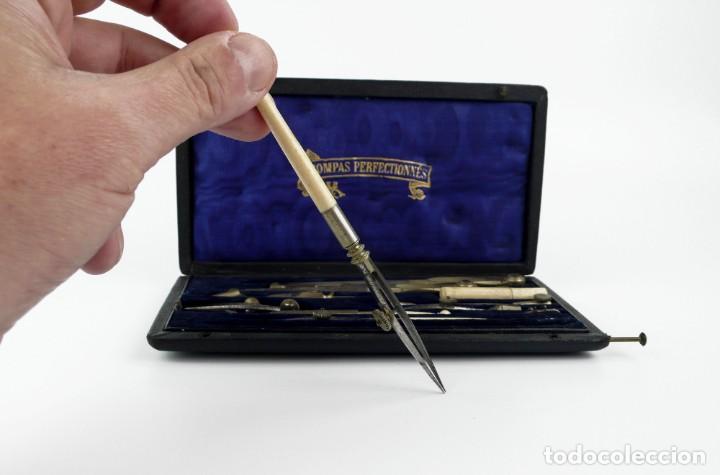 Antig&uuml;edades: Compas perfectionn&eacute;s- Caja de compases- Drawing instruments - Francia, Ca.1900 - Foto 6