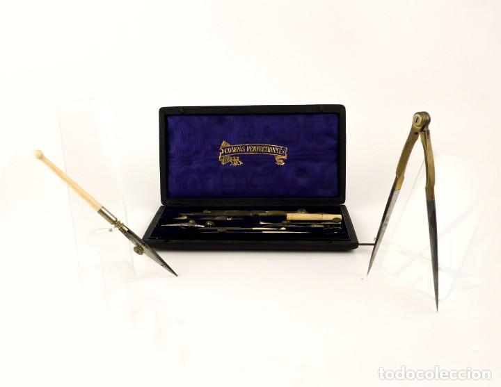 Antig&uuml;edades: Compas perfectionn&eacute;s- Caja de compases- Drawing instruments - Francia, Ca.1900 - Foto 9