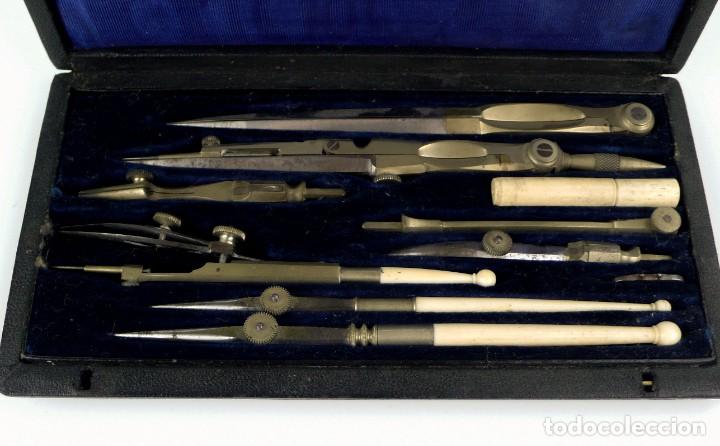 Antig&uuml;edades: Compas perfectionn&eacute;s- Caja de compases- Drawing instruments - Francia, Ca.1900 - Foto 4