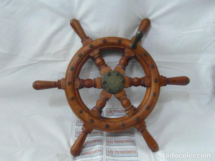 Antig&uuml;edades: Tim&oacute;n de barco en madera y bronce - Foto 1