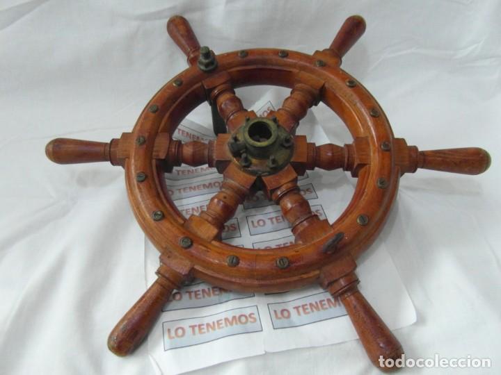 Antig&uuml;edades: Tim&oacute;n de barco en madera y bronce - Foto 3