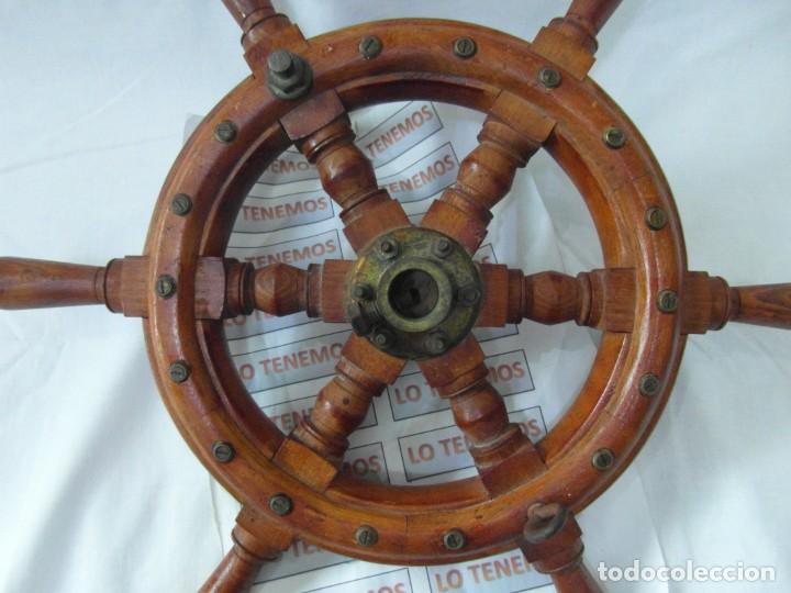 Antig&uuml;edades: Tim&oacute;n de barco en madera y bronce - Foto 4