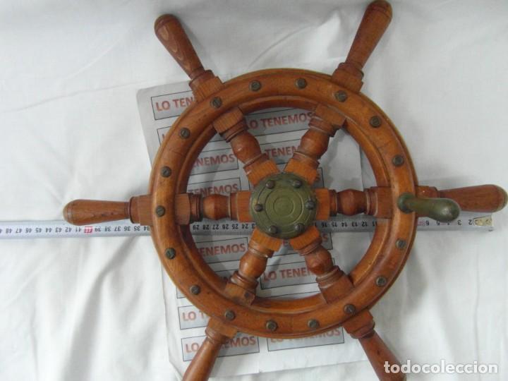 Antig&uuml;edades: Tim&oacute;n de barco en madera y bronce - Foto 5
