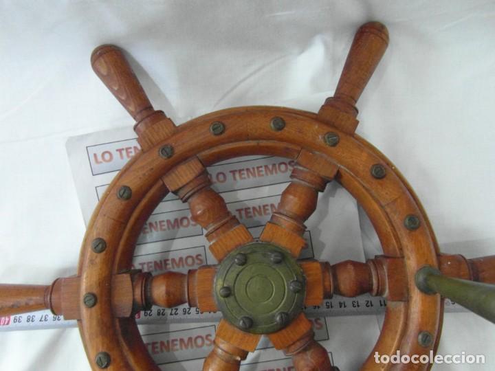 Antig&uuml;edades: Tim&oacute;n de barco en madera y bronce - Foto 7