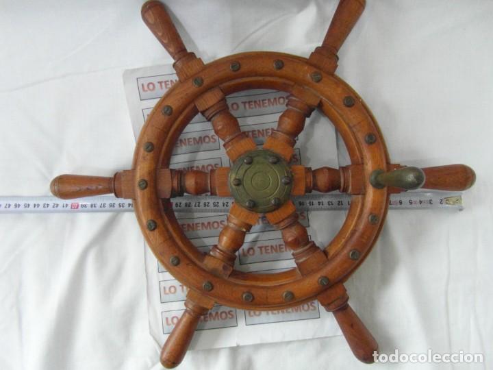 Antig&uuml;edades: Tim&oacute;n de barco en madera y bronce - Foto 8