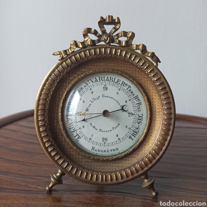 Antig&uuml;edades: Antiguo bar&oacute;metro de bronce franc&eacute;s * funciona - Foto 8