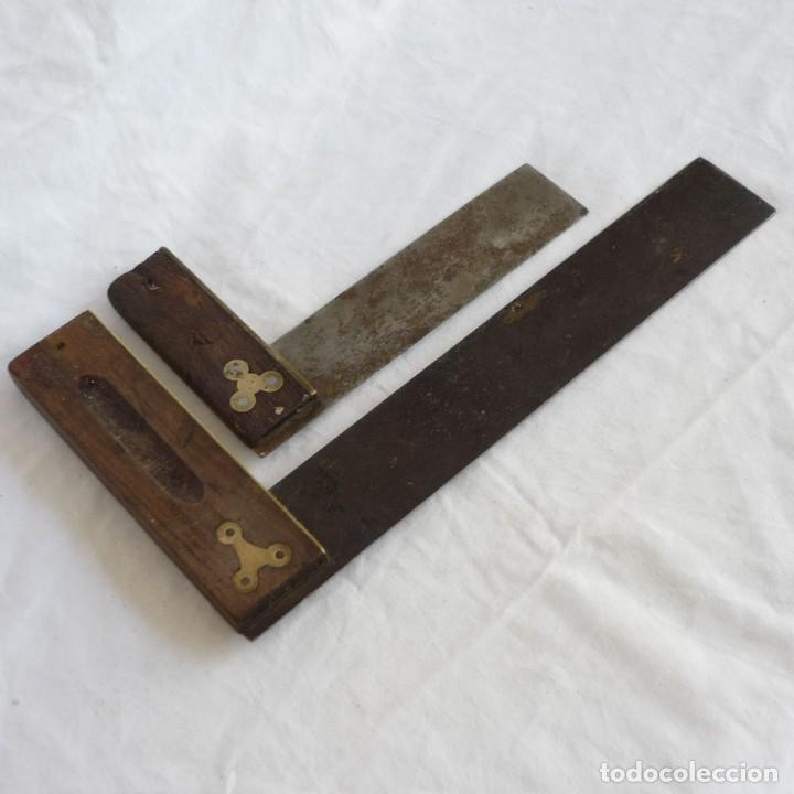 Antig&uuml;edades: 2 antiguas escuadras inglesas en hierro, bronce y madera - Foto 1