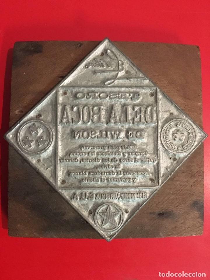 Antig&uuml;edades: PLANCHA DE IMPRENTA TESORO DE LA BOCA DE WILSON , ELIXIR PARA PRESERVAR.. - Foto 1