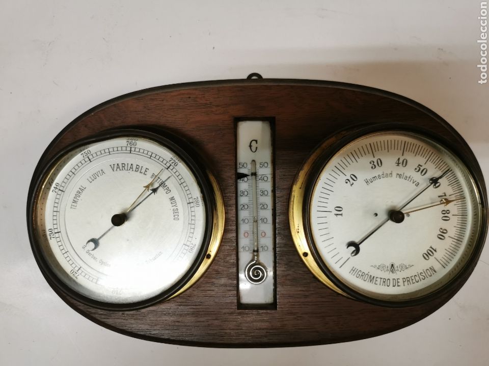 Antig&uuml;edades: Bar&oacute;metro higrometro G. Gerber - Foto 3