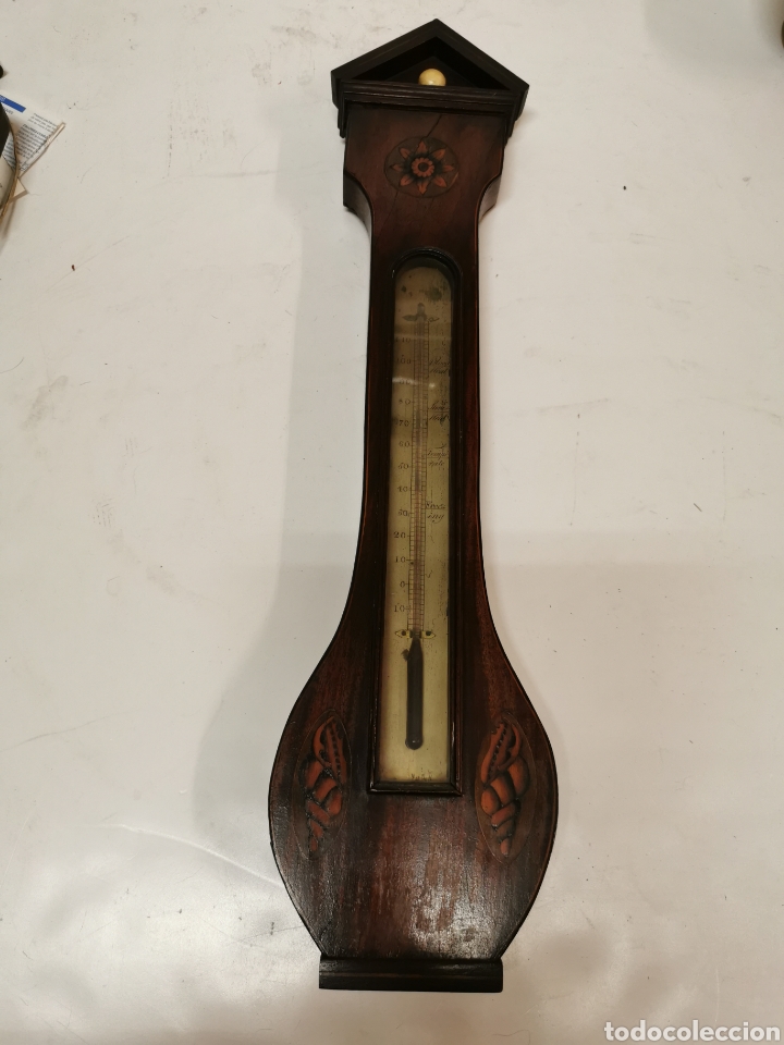 Antig&uuml;edades: Term&oacute;metro madera marqueter&iacute;a - Foto 1