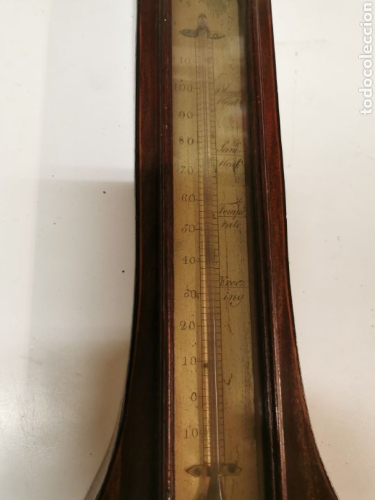 Antig&uuml;edades: Term&oacute;metro madera marqueter&iacute;a - Foto 3