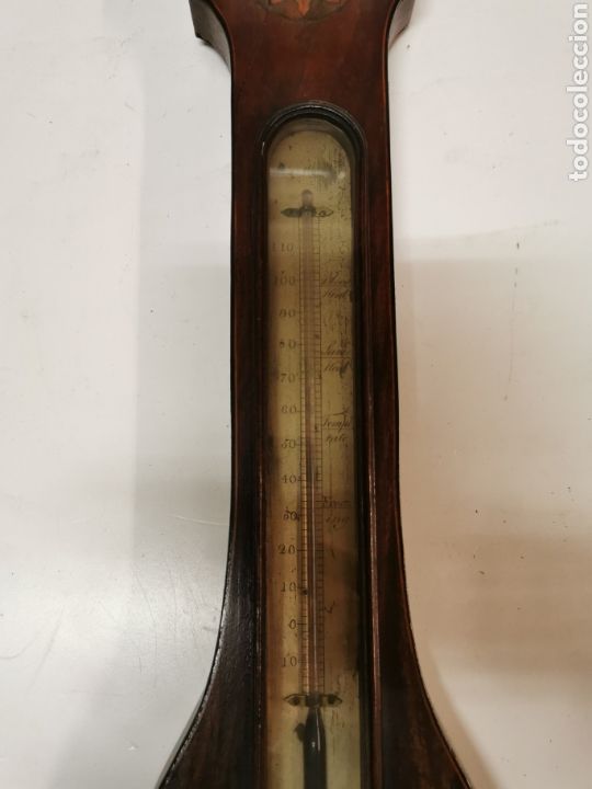 Antig&uuml;edades: Term&oacute;metro madera marqueter&iacute;a - Foto 4