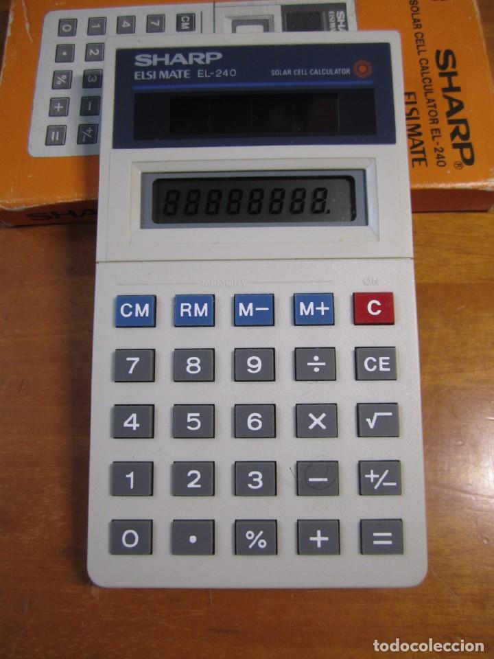 Antig&uuml;edades: Calculadora Solar Sharp Elsi Mate EL-240 con Caja - Foto 2