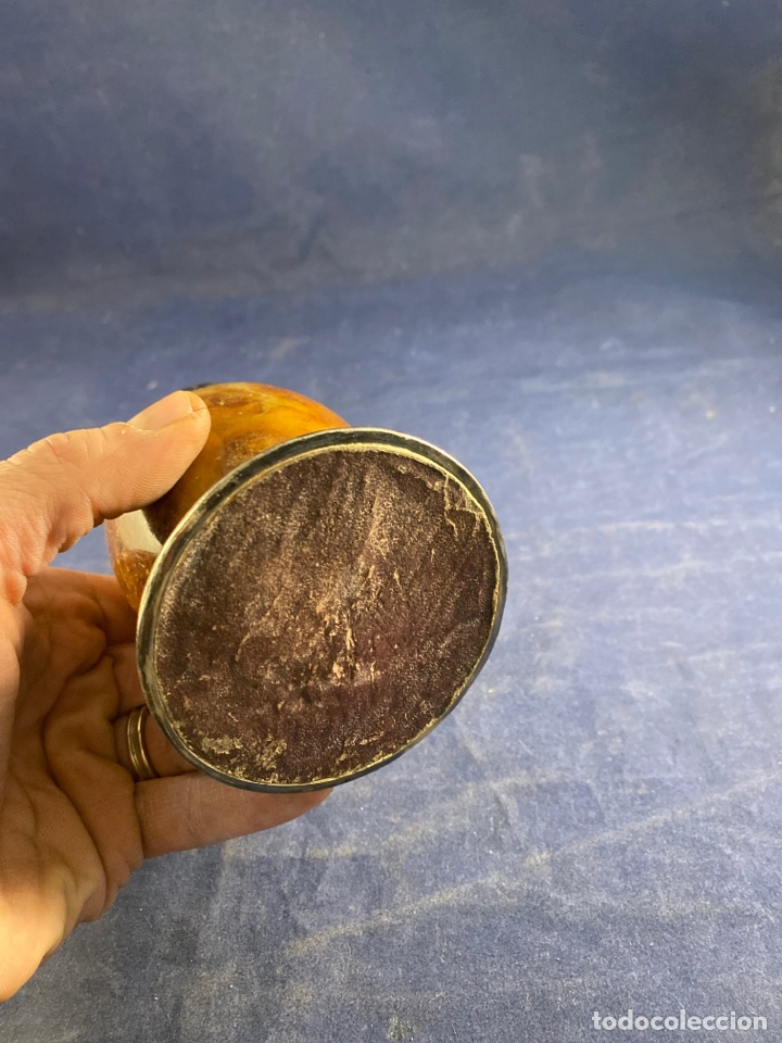 Antig&uuml;edades: Antiguo bote plata y m&aacute;rmol para mate - Foto 3