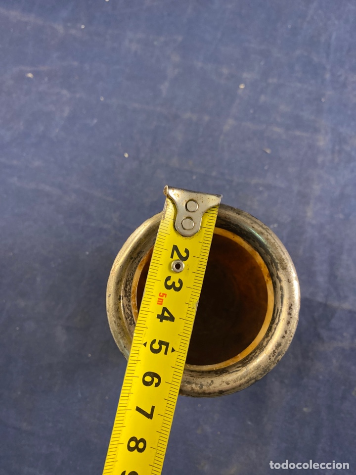 Antig&uuml;edades: Antiguo bote plata y m&aacute;rmol para mate - Foto 5
