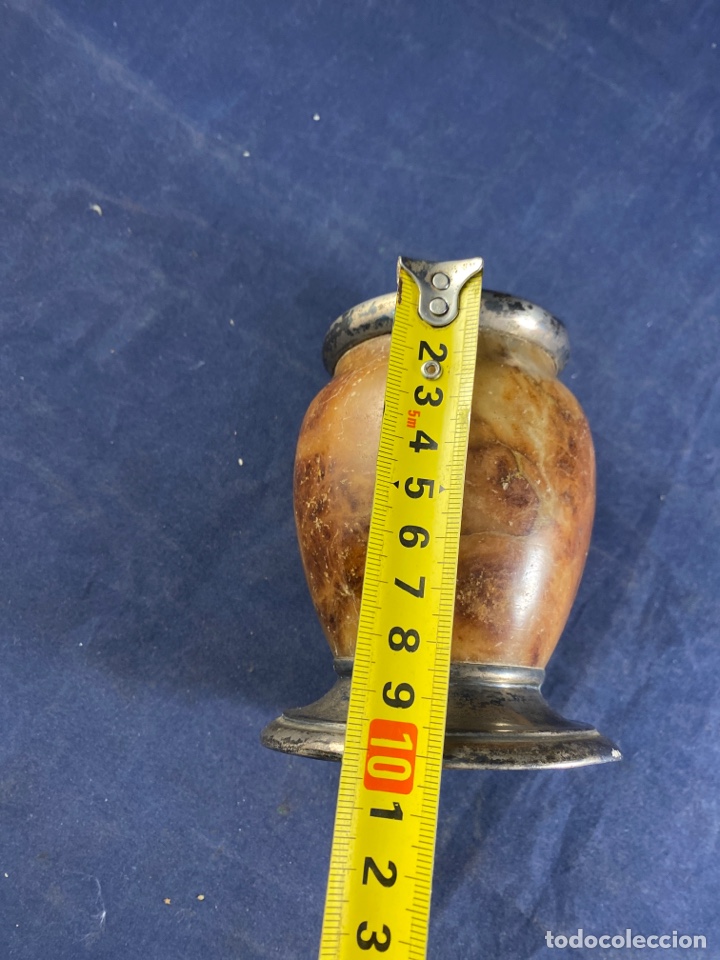 Antig&uuml;edades: Antiguo bote plata y m&aacute;rmol para mate - Foto 6