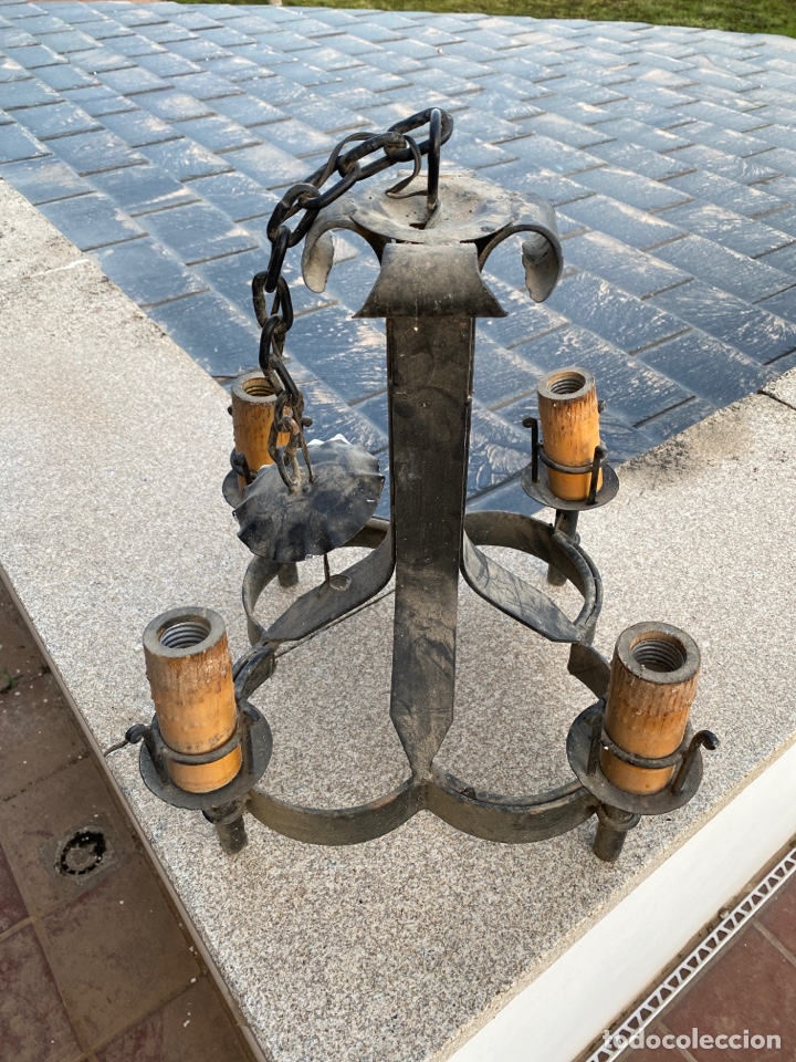 Antig&uuml;edades: L&aacute;mpara de forja. 50cm aprox. - Foto 2