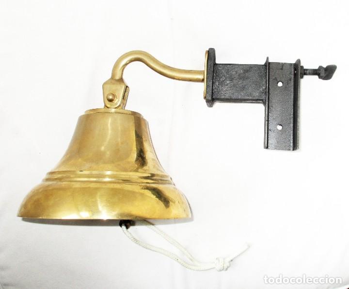Antig&uuml;edades: CAMPANA DE BARCO CON SOPORTE. - Foto 4