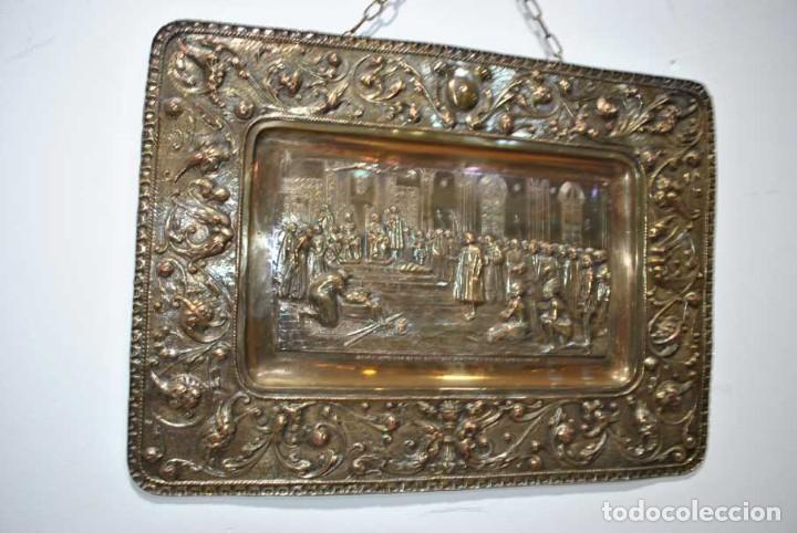 Antig&uuml;edades: CUADRO ANTIGUO DE LAT&Oacute;N CRIST&Oacute;BAL COL&Oacute;N - Foto 3