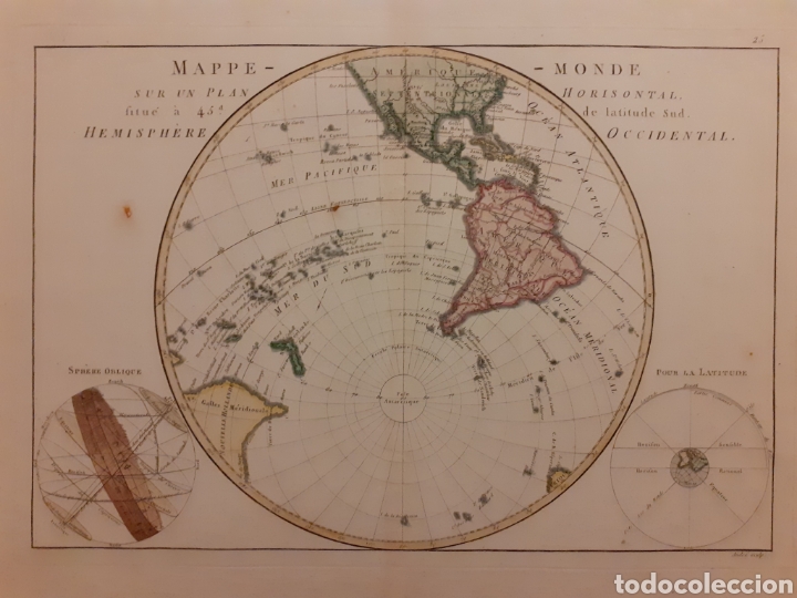 Antig&uuml;edades: BONNE - MAPPE MONDE H&Eacute;MISPH&Egrave;RE OCCIDENTAL - Foto 1
